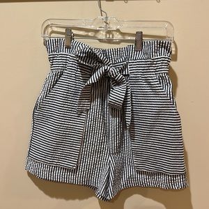 Zara Blue and White Stripped Seersucker Shorts